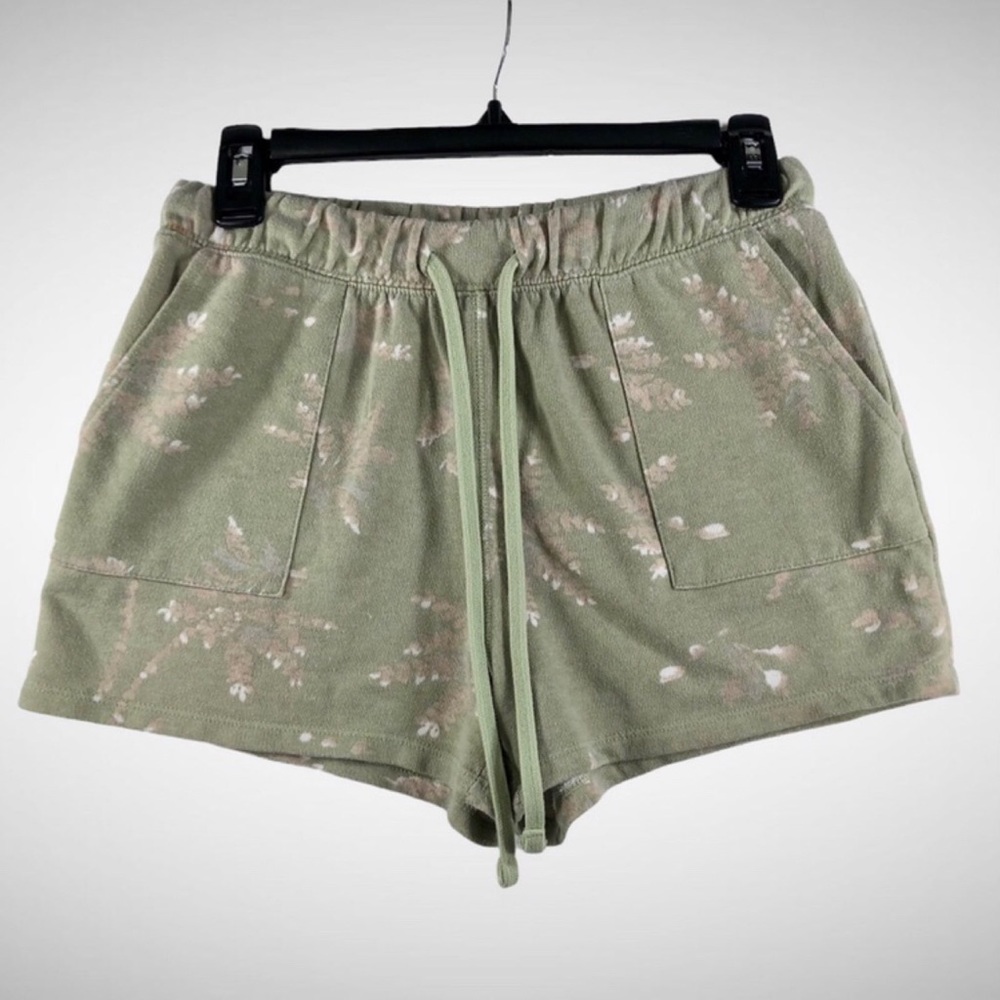 Lucky Brand Girls Drawstring Sweat Shorts Pale Green Floral Size Small!